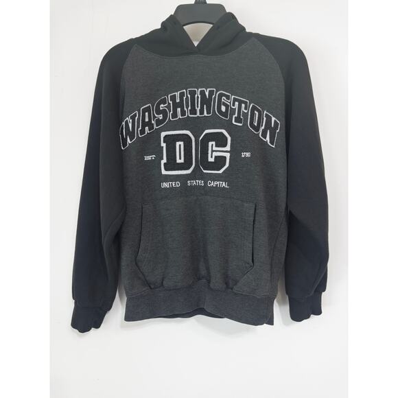 Washington DC souvenir hoodie in charcoal gray with black sleeves sz S cozy - Picture 1 of 3